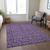 8' X 10' Purple Eggplant And Ivory Floral Washable Indoor Outdoor Area Rug