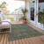 8' X 10' Moss Green and Gray Floral Washable Non Skid Indoor Outdoor Area Rug