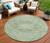 8' Artichoke Green And Ivory Round Medallion Washable Indoor Outdoor Area Rug - Artichoke Green, Ivory