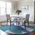 8' Teal Blue And Ivory Round Geometric Washable Indoor Outdoor Area Rug
