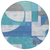 8' Teal Blue And Ivory Round Geometric Washable Indoor Outdoor Area Rug