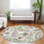 8' Ivory Fern Green And Artichoke Green Round Paisley Washable Indoor Outdoor Area Rug