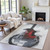 9' X 12' Gray Charcoal And Red Abstract Washable Indoor Outdoor Area Rug