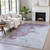 10' X 14' Lavender And Teal Blue Abstract Washable Indoor Outdoor Area Rug - Lavender, Teal Blue