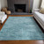 10' X 14' Teal Abstract Washable Non Skid Indoor Outdoor Area Rug Transitional Style - Teal Blue Color