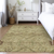 9' X 12' Brown Beige And Artichoke Green Floral Washable Indoor Outdoor Area Rug
