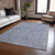 9' X 12' Denim Blue And Gray Oriental Washable Indoor Outdoor Area Rug