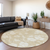 8' Beige And Ivory Round Floral Washable Indoor Outdoor Area Rug