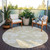 8' Beige And Ivory Round Floral Washable Indoor Outdoor Area Rug