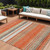 10' X 14' Coral Ivory And Gray Striped Washable Indoor Outdoor Area Rug