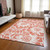 10' X 14' Salmon and Ivory Floral Washable Non Skid Indoor Outdoor Area Rug