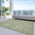 10' X 14' Sage Green And Brown Oriental Washable Indoor Outdoor Area Rug