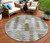 8' Brown Beige And Gray Round Geometric Washable Indoor Outdoor Area Rug