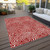8' X 10' Red And Ivory Abstract Washable Indoor Outdoor Area Rug Transitional Style - Red, Ivory Color