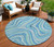 8' Navy Blue And Denim Blue Round Abstract Washable Indoor Outdoor Area Rug Transitional Style - Navy Blue, Denim Blue Color