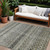 9' X 12' Pewter And Green Striped Washable Indoor Outdoor Area Rug