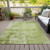 9' X 12' Lime Green And Ivory Abstract Washable Indoor Outdoor Area Rug