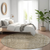 8' Pewter And Beige Round Abstract Washable Indoor Outdoor Area Rug