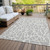 8' X 10' Silver And Ivory Geometric Washable Indoor Outdoor Area Rug Transitional Style - Silver, Ivory Color