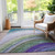 8' X 10' Teal Blue Artichoke Green And Green Abstract Washable Indoor Outdoor Area Rug