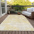 9' X 12' Gold Wheat And Beige Floral Washable Indoor Outdoor Area Rug