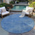 8' Blue Round Washable Indoor Outdoor Area Rug