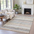 8' X 10' Gray And Silver Striped Washable Indoor Outdoor Area Rug - Gray, Silver