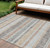 8' X 10' Gray And Silver Striped Washable Indoor Outdoor Area Rug - Gray, Silver