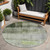 8' Olive Green Round Ombre Washable Indoor Outdoor Area Rug