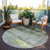 8' Olive Green Round Ombre Washable Indoor Outdoor Area Rug