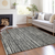 10' X 14' Black And Ivory Striped Washable Indoor Outdoor Area Rug