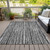 10' X 14' Black And Ivory Striped Washable Indoor Outdoor Area Rug