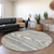 8' Gray Ivory And Beige Round Faux Bois Washable Indoor Outdoor Area Rug