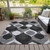 9' X 12' Black Silver And Charcoal Ogee Washable Indoor Outdoor Area Rug