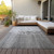 10' X 14' Gray Silver And Charcoal Nautical Washable Indoor Outdoor Area Rug