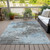 10' X 14' Taupe And Sky Blue Abstract Washable Indoor Outdoor Area Rug
