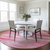 8' Pink And Ivory Round Striped Washable Indoor Outdoor Area Rug