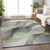 8' X 10' Artichoke Green Gray And Silver Abstract Washable Indoor Outdoor Area Rug