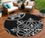 8' Black Gray And Ivory Round Floral Medallion Washable Indoor Outdoor Area Rug