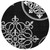 8' Black Gray And Ivory Round Floral Medallion Washable Indoor Outdoor Area Rug