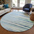 8' Sky Blue Aqua And Gray Round Striped Washable Indoor Outdoor Area Rug