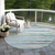 8' Sky Blue Aqua And Gray Round Striped Washable Indoor Outdoor Area Rug