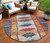 8' Navy Blue And Copper Round Tribal Washable Indoor Outdoor Area Rug