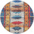 8' Navy Blue And Copper Round Tribal Washable Indoor Outdoor Area Rug
