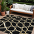 9' X 12' Black Ivory And Beige Abstract Washable Indoor Outdoor Area Rug