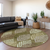 8' Olive Green Artichoke Green And Gray Round Floral Washable Indoor Outdoor Area Rug