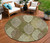 8' Olive Green Artichoke Green And Gray Round Floral Washable Indoor Outdoor Area Rug