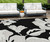 10' X 14' Black Gray And Silver Floral Washable Indoor Outdoor Area Rug