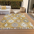 9' X 12' Gold Ivory And Taupe Southwestern Washable Indoor Outdoor Area Rug
