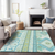 8' X 10' Mint Green Blue And Ivory Aztec Washable Indoor Outdoor Area Rug